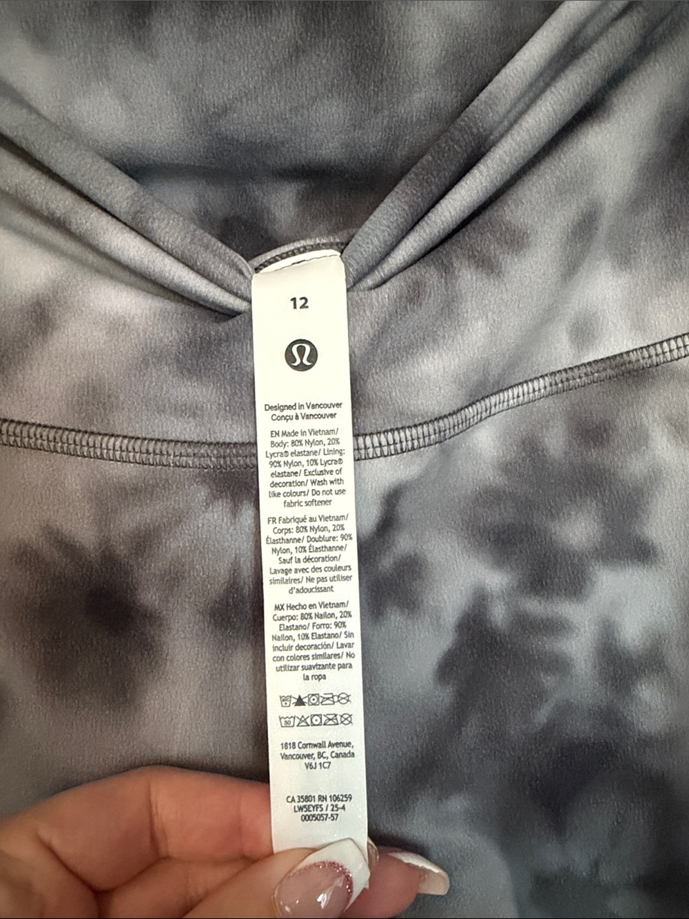 lululemon athletica Heather Gray floral Tie-Dye High-Rise Leggings NWOT 12 - Picture 2 of 4